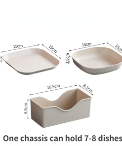 Alternative view of 4PCS/Set Natural Wheat Straw Square Plates ECO-friendly Tableware Set