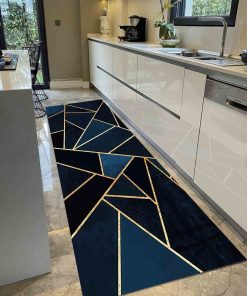 Alternative view of Golden Rug, Navy Blue Rug, Geometric Rug Modern Rug
