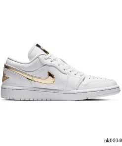 AJ 1 Low White/Metallic Gold Shoes Sneakers - nk0004079