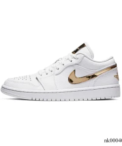 Alternative view of AJ 1 Low White/Metallic Gold Shoes Sneakers - nk0004079