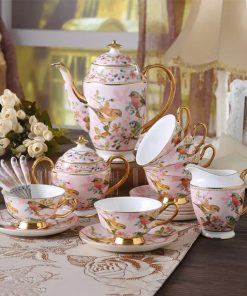 15 Piece Luxury Pink Ceramic Coffee Set