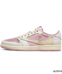 Alternative view of Travis Scott x AJ 1 Low OG Shy Pink Shoes Sneakers - nk0004048