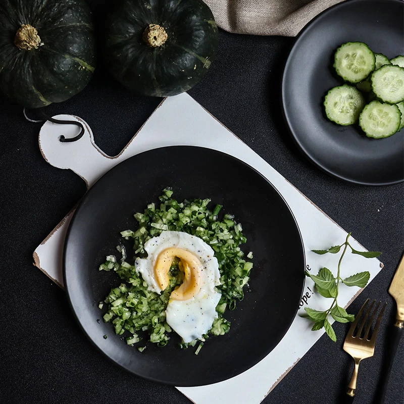 Plates Dinnerware Dishes, Black - Image 3