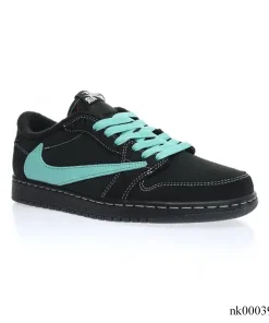 Alternative view of Travis Scott x AJ 1 Low Cyan Black Shoes Sneakers – nk0003974