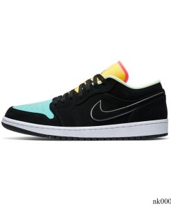 Alternative view of AJ 1 Low Black Aurora Green Laser Orange Shoes Sneakers - nk0001452
