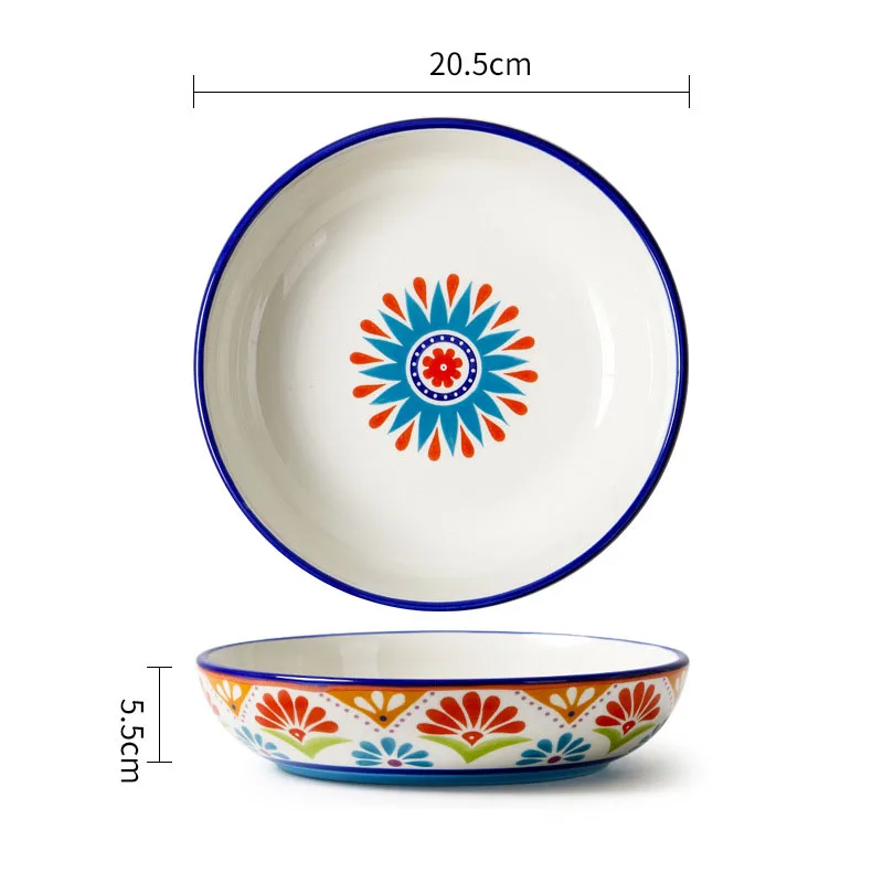 American Salad Plate Hand-painted Round Ceramic Deep Platter - Image 6