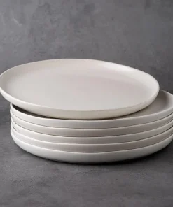 Alternative view of AmorArc Dinner Plates Set of 4, Handcrafted Porcelain Wavy Rim