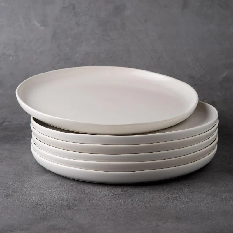 AmorArc Dinner Plates Set of 4, Handcrafted Porcelain Wavy Rim - Image 2