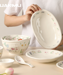 Alternative view of 4PCS/Set Cartoon Bunny Porcelain Dinnerware Set