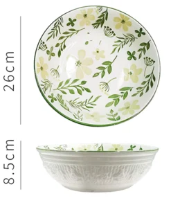 Alternative view of Ceramic Soup Bowl Hand Painted 10 Inches, Green