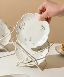 Chic Daisy Design Ceramic Plate - Home Tea Time Dessert Plate