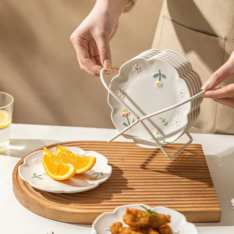 Chic Daisy Design Ceramic Plate - Home Tea Time Dessert Plate - Image 6