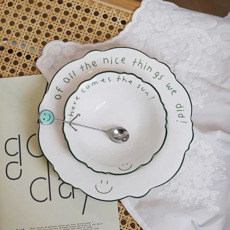 Creative Lace Smiling Face Plate Simplified Ceramic Plates - Image 3