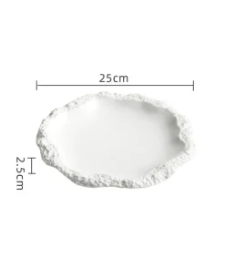 Alternative view of European Ceramic Dinner Plate Stone Texture Border