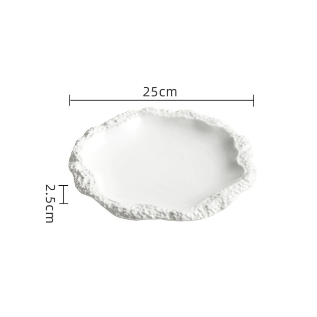 European Ceramic Dinner Plate Stone Texture Border - Image 2