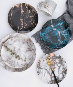 Alternative view of 4PCS European Style Marble Ceramic Plates Tableware Set