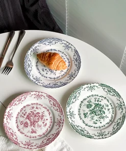 French Vintage Rose Ceramic Plate Ins Afternoon Tea