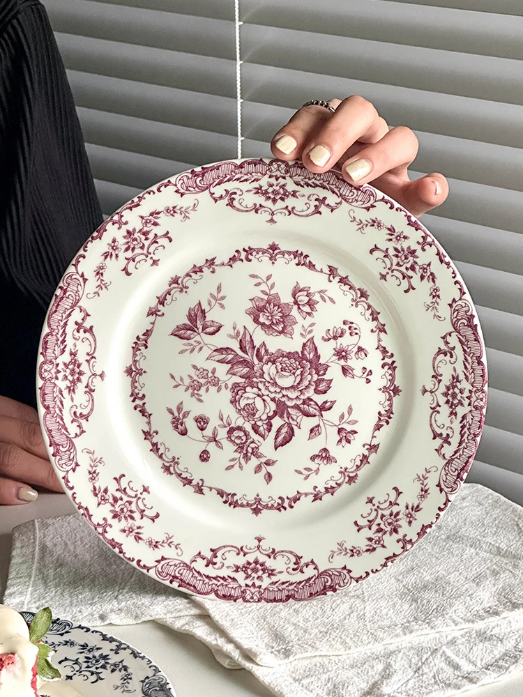 French Vintage Rose Ceramic Plate Ins Afternoon Tea - Image 4