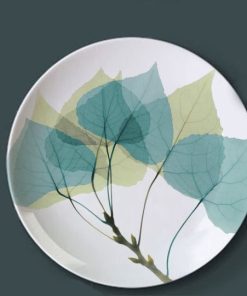 Green Plant Plates Ink Jungle Painting Ceramic Dish, Style 1