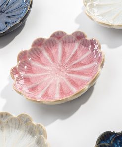 Alternative view of 2PCs Originality Pink Flower Shape Ceramics Dining Plates