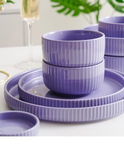 Alternative view of 4PCS Nordic Style Ceramic Purple Kitchen Dinnerware Set