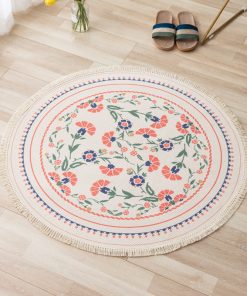 Alternative view of Nordic Cotton and Linen Tassel Retro Round Rug