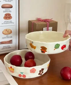 INS Cute Cream Little Bear Plate Ceramic Deep Plate