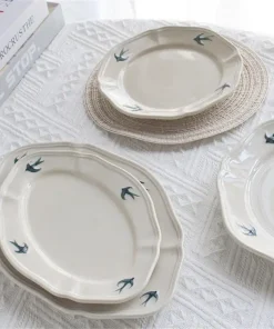 Ins Embossed Swallow Dinner Plate