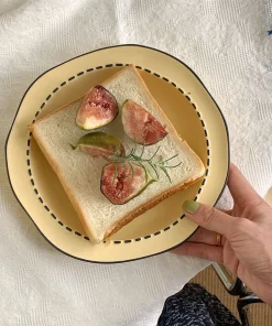 Japanese Mulanxi Cream Cartoon Ceramic Deep Plate, Yellow