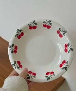 Alternative view of Cherry Cute Ceramic Japanese Deep Plate
