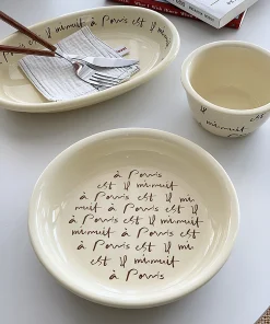 Alternative view of Korean Ins Wind Plate Bowl French Letter Retro Deep Plate