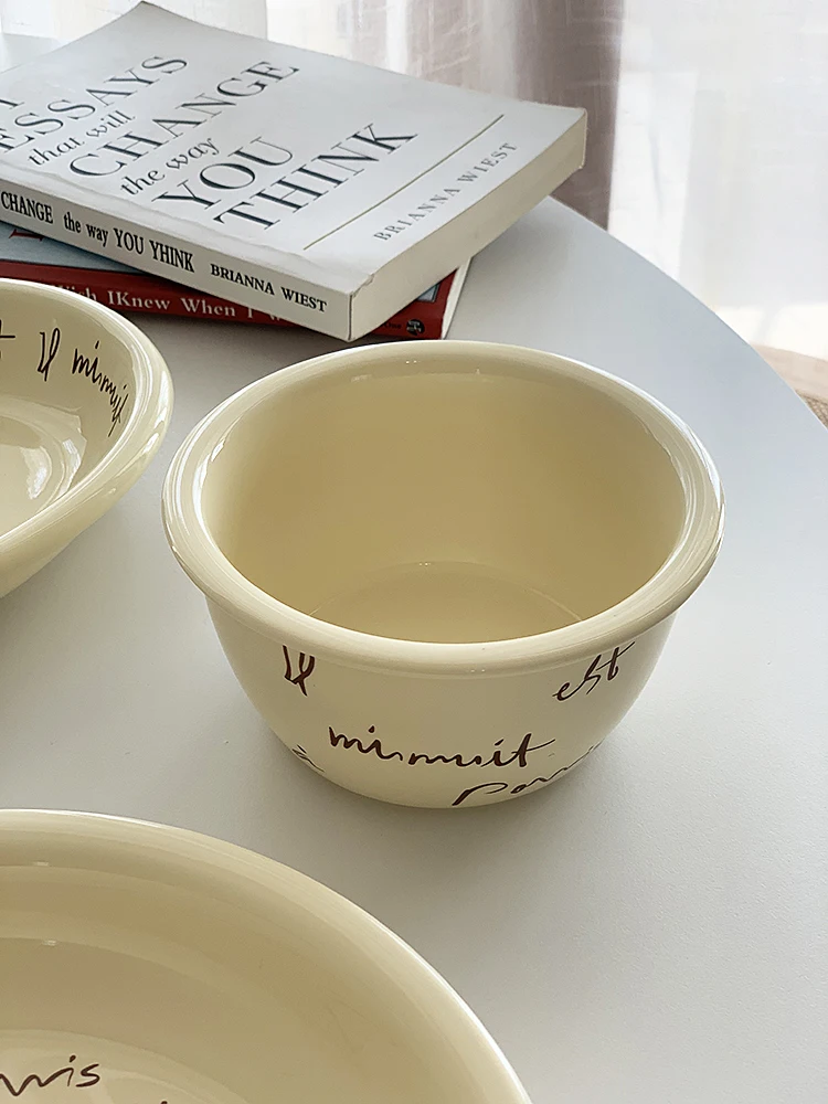 Korean Ins Wind Plate Bowl French Letter Retro Deep Plate - Image 6