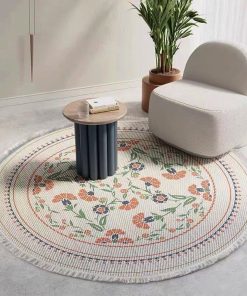 Nordic Cotton and Linen Tassel Retro Round Rug