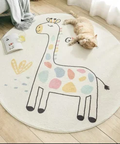 Nordic Round Carpets Giraffe Thick Mat Rugs 80cm