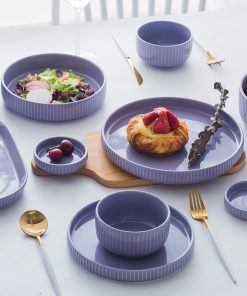 4PCS Nordic Style Ceramic Purple Kitchen Dinnerware Set