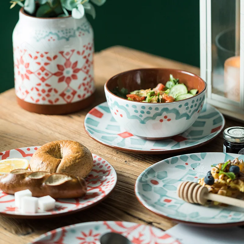 Northern Europe Ceramic Plate Geometric Patterns - Image 2