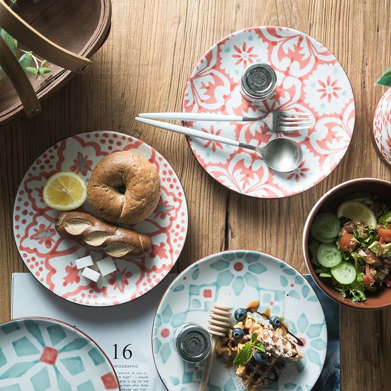 Northern Europe Ceramic Plate Geometric Patterns - Image 3