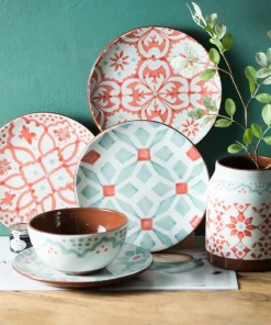 Northern Europe Ceramic Plate Geometric Patterns