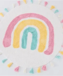 Alternative view of Rainbow Tassel Rugs Kids Room Floor Carpet Thick, Round
