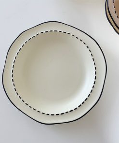 Japanese Mulanxi Cream Cartoon Ceramic Deep Plate, White