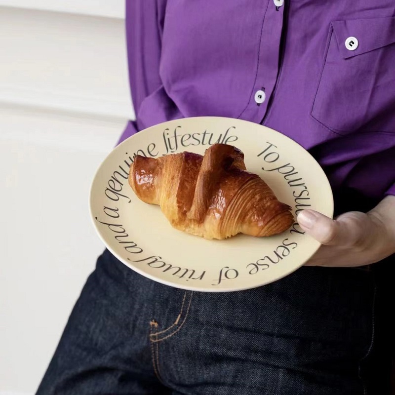 1PC Nordic Style Printed Bamboo Fiber Dining Plate for Kitchen Supplies - Image 3