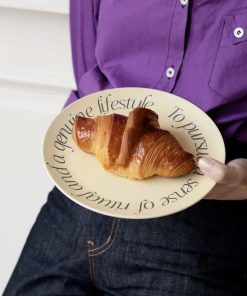 Alternative view of 1PC Nordic Style Printed Bamboo Fiber Dining Plate for Kitchen Supplies