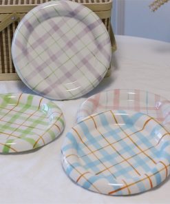 Alternative view of 4PCS New Korean Plaid Breakfast Plates Set