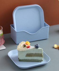 4PCS/Set Natural Wheat Straw Square Plates ECO-friendly Tableware Set