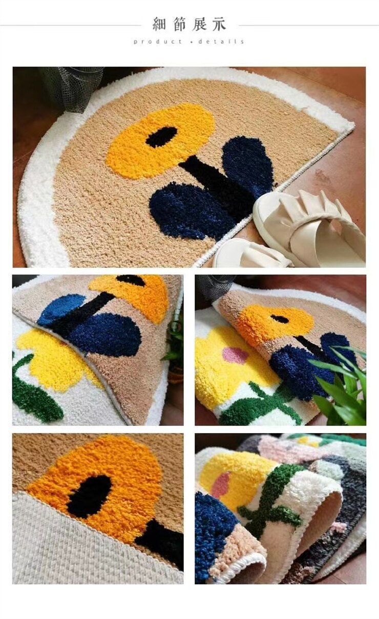 Flocking 3D Floral Design Bathroom Mat - Image 3