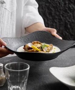 Alternative view of Solid Color Star Flow Texture Ceramic Dinner Plate