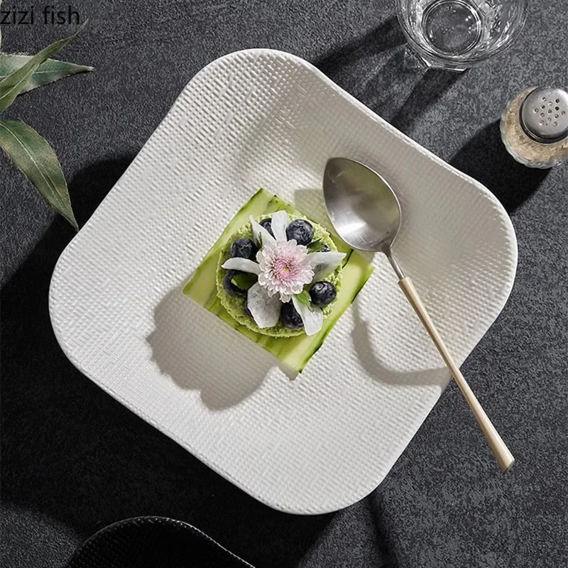 Solid Color Star Flow Texture Ceramic Dinner Plate - Image 3