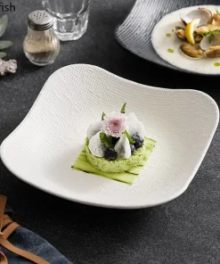 Solid Color Star Flow Texture Ceramic Dinner Plate