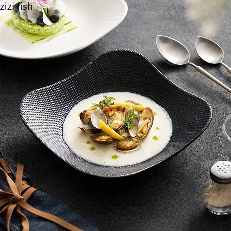 Solid Color Star Flow Texture Ceramic Dinner Plate - Image 4