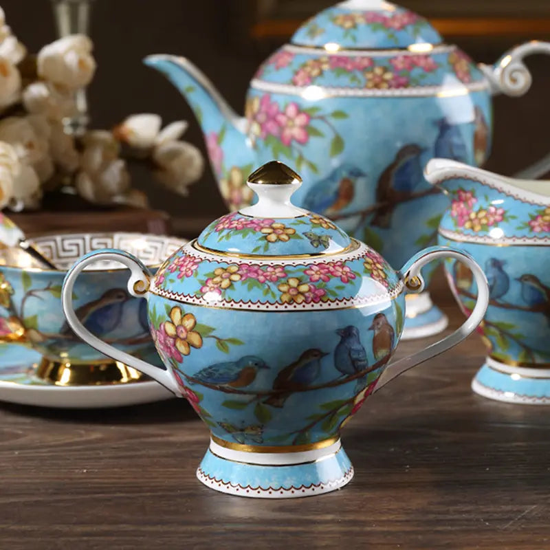 Exquisite Ceramic Blue Coffee Set - Image 5